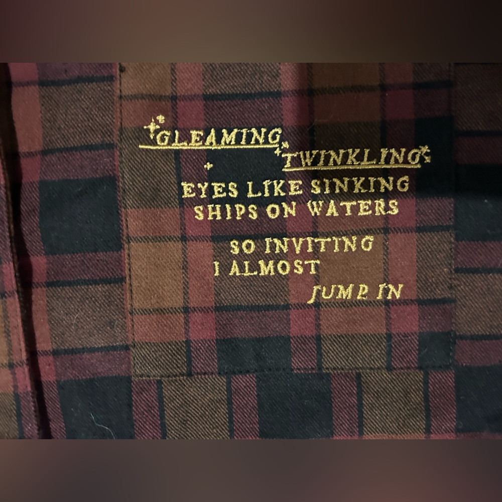 Evermore "I Almost Jumped In" flannel pajama top button up Taylor Swift Top only - Picture 6 of 12